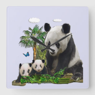 De panda draagt klok