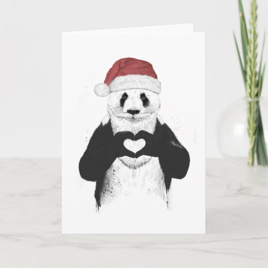 De panda van de kerstman feestdagen kaart (Voorkant)