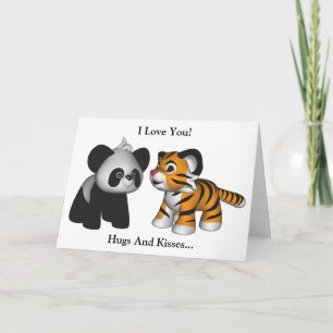De Panda van de Tijger van Kawaii koestert en kust Kaart