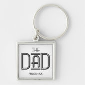 De Pap Black White Text Personalized Sleutelhanger (Voorkant)