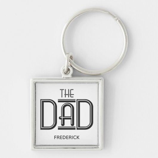 De Pap Black White Text Personalized Sleutelhanger (Voorkant)