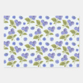 De Papier Cadeau Aquarelle Blueberry Fruit avec Feuille Bleu clair (Devant 2)