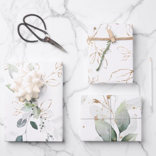 De Papier Cadeau Aquarelle d'or du feuillage feuille (Recto)