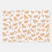 De Papier Cadeau Aquarelle Orange Fleur Floral Feuille Boho (Devant 2)