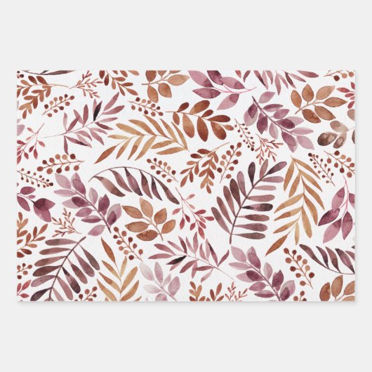 De Papier Cadeau Aquarelle Rustique Bourgogne feuille  (Devant)