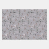 De Papier Cadeau Aquarelle rustique Dusty Gris Feuille hiver (Devant 2)