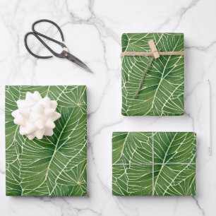 De Papier Cadeau Aquarelle verte Feuille  Motif