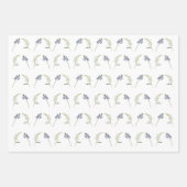 De Papier Cadeau Aquarelle violet Fleur rose Feuille Boho (Devant 3)