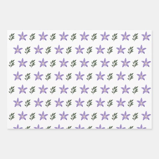 De Papier Cadeau Aquarelle violet Fleur rose Feuille Boho (Devant 2)