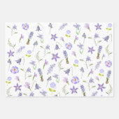 De Papier Cadeau Aquarelle violet Fleur rose Feuille Boho (Devant)