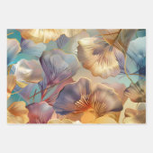 De Papier Cadeau Bleu rose or feuille (Devant 2)