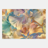 De Papier Cadeau Bleu rose or feuille (Devant)