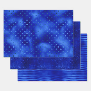 De Papier Cadeau Chic Bleu Royal Feuille Hanukkah