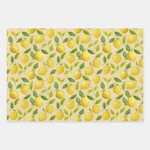 De Papier Cadeau Citron Feuille Motif jaune