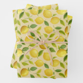 De Papier Cadeau Citron Feuille Motif jaune (En situation)