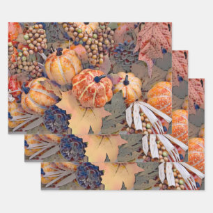 De Papier Cadeau Citrouille Automne Orange Feuille peinture numériq