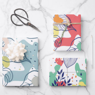 De Papier Cadeau Couleurs pastel feuille et formes organiques motif