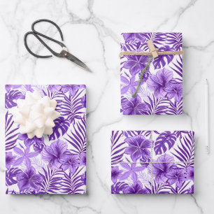 De Papier Cadeau Cute Tropical violet feuille motif