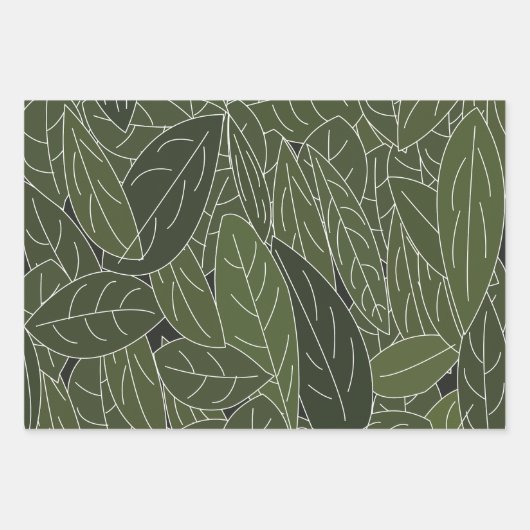 De Papier Cadeau Feuillage Feuille vert (Devant)