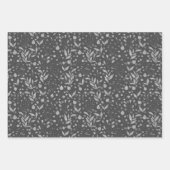 De Papier Cadeau Feuille argenté noir et gris (Devant 2)