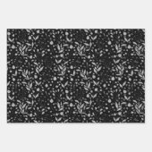 De Papier Cadeau Feuille argenté noir et gris (Devant)