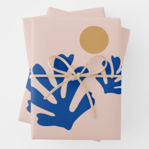De Papier Cadeau Feuille Et Soleil Moderne Découpe Formes Bleu
