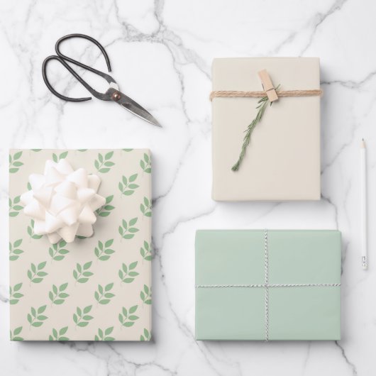 De Papier Cadeau Feuille Feuille verte (Recto)