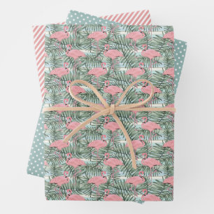 De Papier Cadeau Flamants roses roses mignons Palm Tree Feuille Aqu