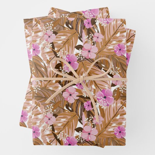 De Papier Cadeau Flore tropicale et Feuille (En situation)