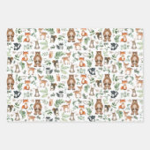 De Papier Cadeau Forêt boisée mignonne Animaux verts Feuille (Devant)