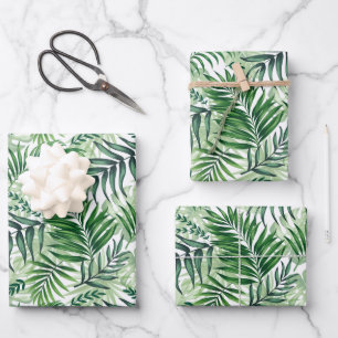 De Papier Cadeau Green Tropical Palm & Monstera Feuille