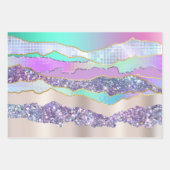 De Papier Cadeau Iridescente rose bleu brillant feuille parties sci (Devant 3)