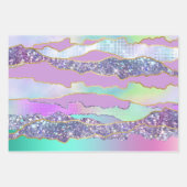 De Papier Cadeau Iridescente rose bleu brillant feuille parties sci (Devant 2)