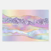 De Papier Cadeau Iridescente rose bleu brillant feuille parties sci (Devant)