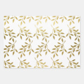 De Papier Cadeau Mariage feuille botanique Or romantique (Devant)