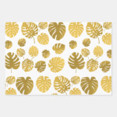 De Papier Cadeau Monstère d'or moderne Feuille Tropical Motif (Devant)