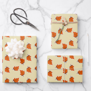 De Papier Cadeau motif feuille Brown sec