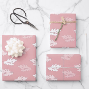 De Papier Cadeau Motif Feuille d'antiquité rose