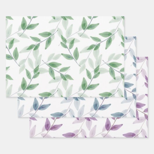 De Papier Cadeau Motif Feuille d'aquarelle en couche (Lot)
