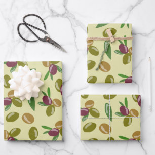 De Papier Cadeau Motif Feuille d'olive et d'olive rustique