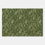 De Papier Cadeau Motif feuille d'or rouge vert blanc Noël (Devant 3)