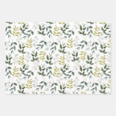De Papier Cadeau Motif Feuille vert aquarelle (Devant)