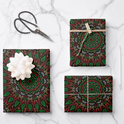 De Papier Cadeau Noël gothique verre tendu Feuille Mandala (Recto)