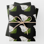 De Papier Cadeau Papillon Morpho blanc sur feuille (En situation)