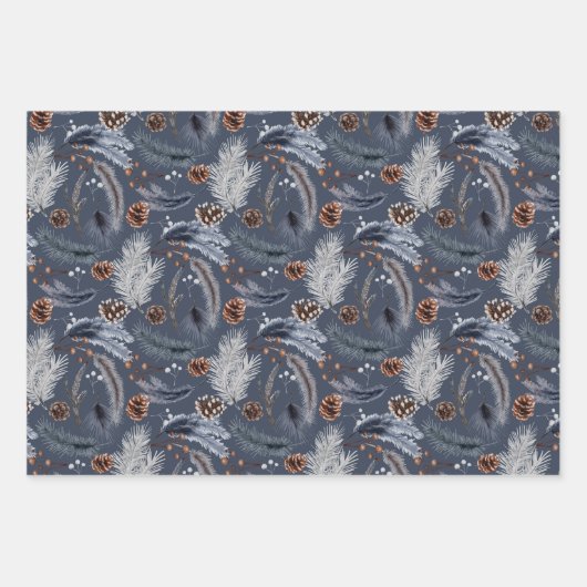 De Papier Cadeau Pins d'hiver rustique cônes Épinette Feuille (Devant)