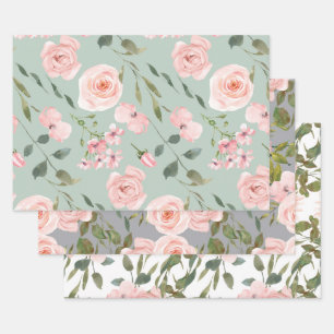 De Papier Cadeau Roses Roses Roses Roses Roses Or Verdure Feuille
