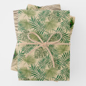 De Papier Cadeau Sable vert beige Feuille Tropical (En situation)