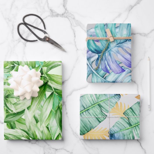 De Papier Cadeau Tropical Summer Palm Feuille Motif (Recto)