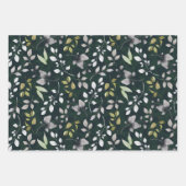 De Papier Cadeau Vert foncé Noël Feuille Aquarelle Plaid  (Devant)