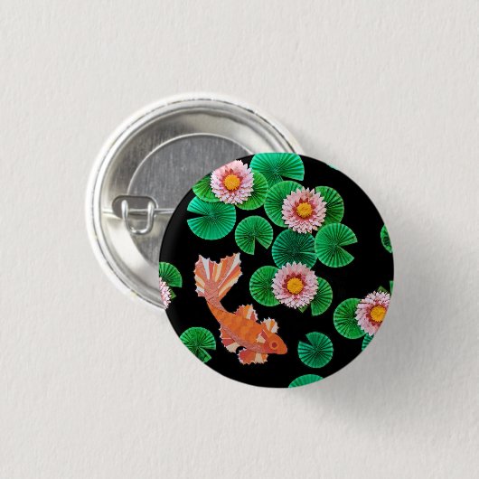 De papieren Koi Pond Ronde Button 3,2 Cm (Voorkant /achterkant)